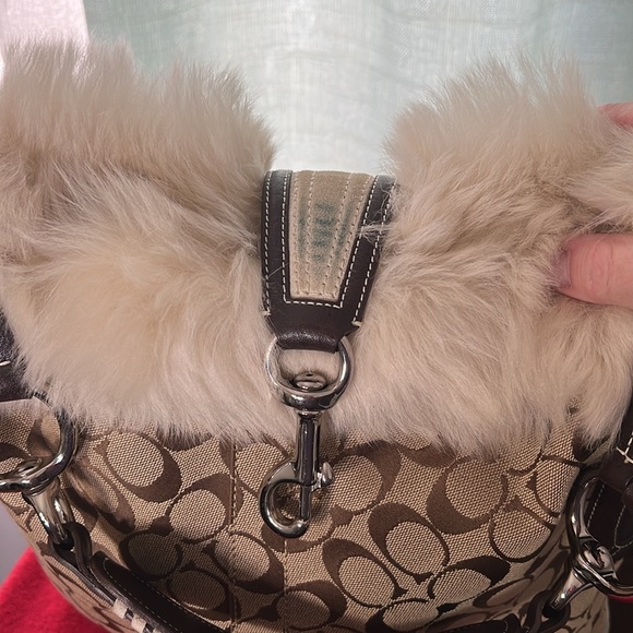 Coach Faux Fur Monogram Suede Purse - Picture 9 of 13
